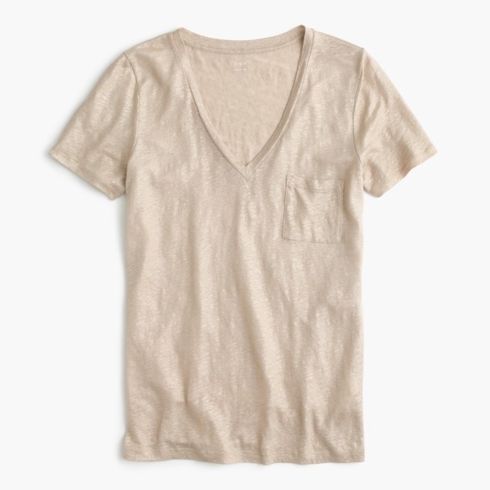 J.Crew Gold Linen Pocket Tee